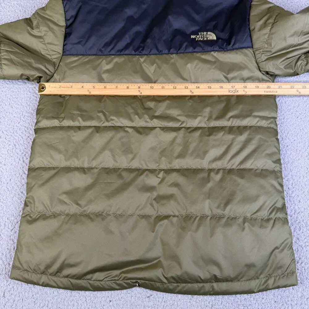 THE NORTH FACE Puffer Jacket Men Small Burnt Olive Green Everyday Insulated Logo